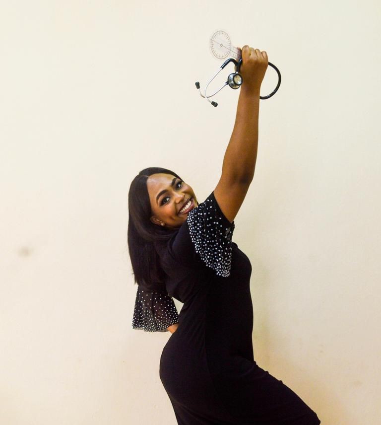 Physiotherapist having a fun moment